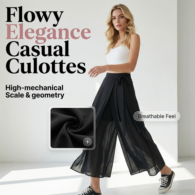 Culotte décontractée unie à taille nouée