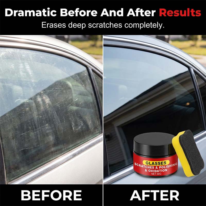 🔥🚗 PROMO FLASH 50% ! Pâte à Polir Réparation Rayures Verre – 30g/50g, Effet Instantané, Multi-Surfaces, Idéale Pare-Brise, Lunettes, Miroirs ✨