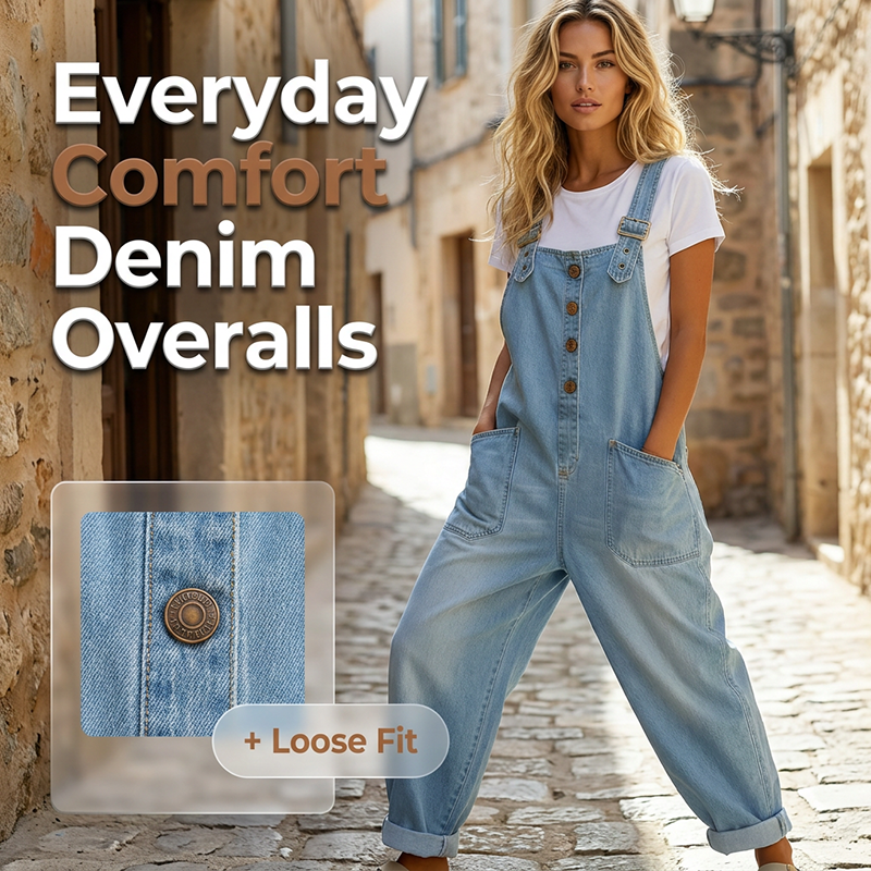 🔥VENTE CHAUDE🔥Salopette en jean décontractée et ample pour femme avec poches