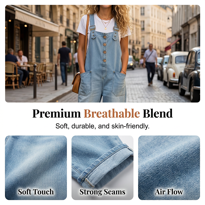 🔥VENTE CHAUDE🔥Salopette en jean décontractée et ample pour femme avec poches