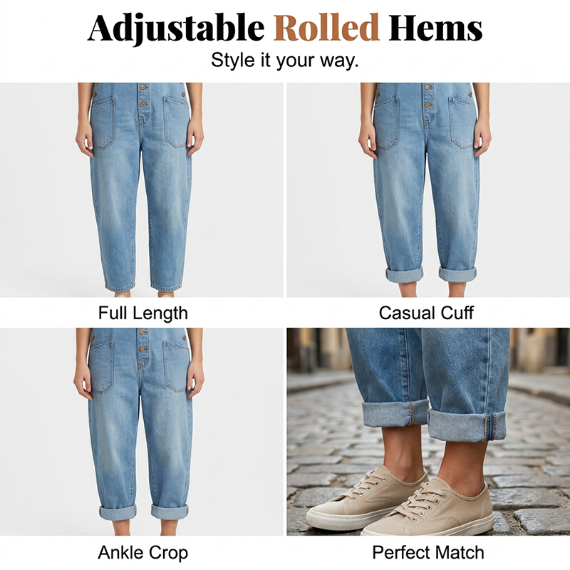 🔥VENTE CHAUDE🔥Salopette en jean décontractée et ample pour femme avec poches