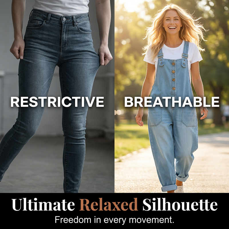 🔥VENTE CHAUDE🔥Salopette en jean décontractée et ample pour femme avec poches