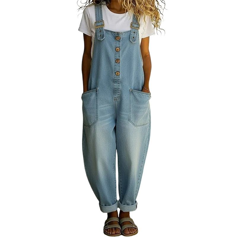 🔥VENTE CHAUDE🔥Salopette en jean décontractée et ample pour femme avec poches