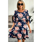 Robe Élégante en Mousseline à Imprimé Floral et Volants Superposés