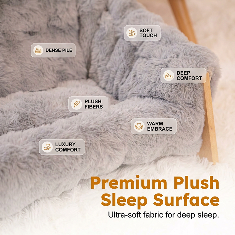 Lit surélevé en peluche pour animaux de compagnie avec structure en bois