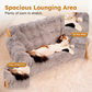 Lit surélevé en peluche pour animaux de compagnie avec structure en bois