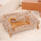 Lit surélevé en peluche pour animaux de compagnie avec structure en bois