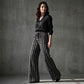 Pantalon large à cordon de serrage pour femme, imprimé bohème