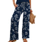 Pantalon large à cordon de serrage pour femme, imprimé bohème