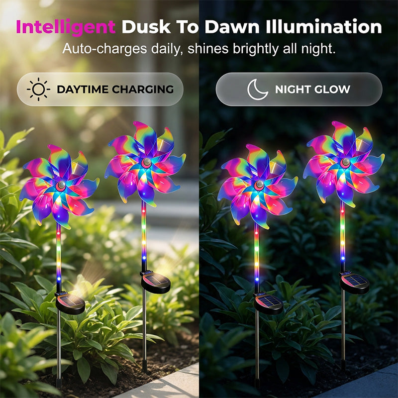 📢📢49 % DE RÉDUCTION !! ⏰ Lampe de jardin éolienne arc-en-ciel à énergie solaire