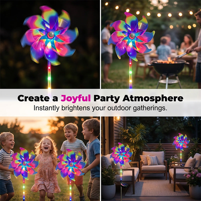 📢📢49 % DE RÉDUCTION !! ⏰ Lampe de jardin éolienne arc-en-ciel à énergie solaire