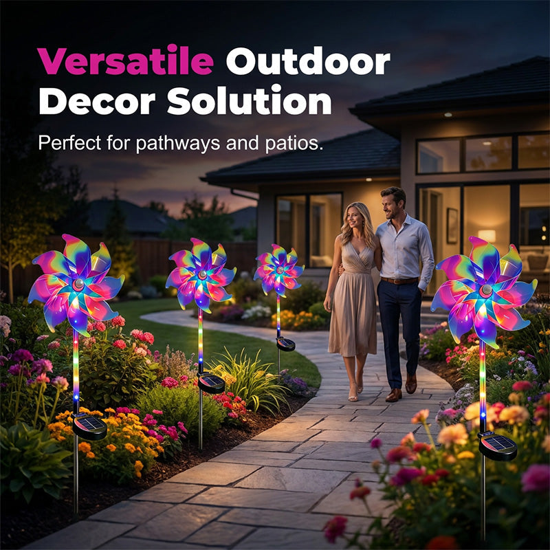 📢📢49 % DE RÉDUCTION !! ⏰ Lampe de jardin éolienne arc-en-ciel à énergie solaire