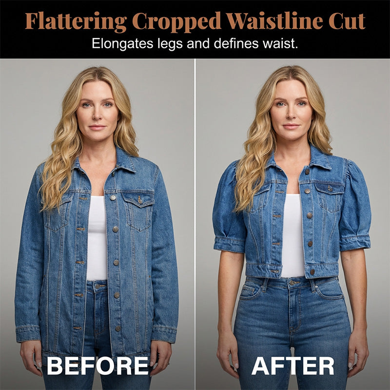 🌞 NOUVEAU : Collection d'été avec jusqu'à -50% de réduction 🛍️Veste en denim courte manches bouffantes