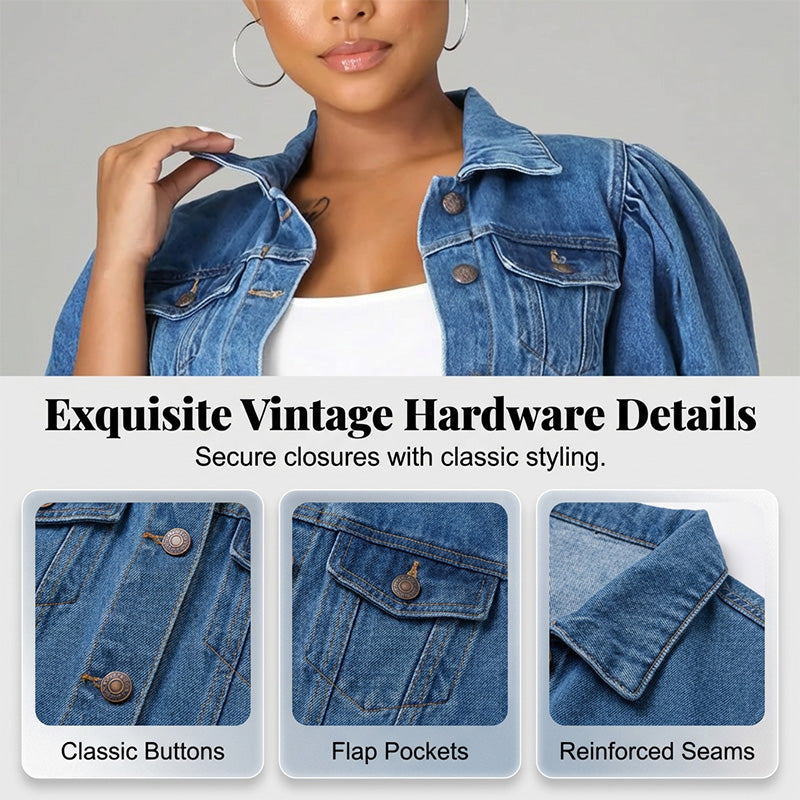 🌞 NOUVEAU : Collection d'été avec jusqu'à -50% de réduction 🛍️Veste en denim courte manches bouffantes