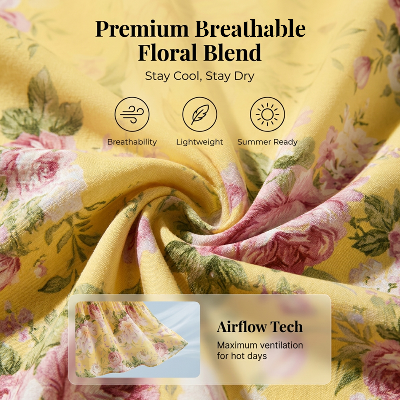 Robe longue à volants et épaules dénudées, imprimé floral estival
