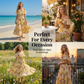 Robe longue à volants et épaules dénudées, imprimé floral estival