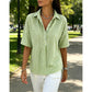 📢⏰👕 DERNIER JOUR – PROMO -50% ! Chemise Femme à Manches Courtes Rayées – 9 Couleurs, 6 Tailles (S-3XL), Décontractée, Polyvalente