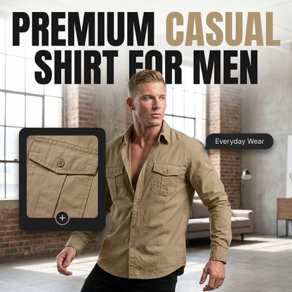 ⏳🔥50 % DE RÉDUCTION POUR UNE DURÉE LIMITÉE ! 👔 Chemise décontractée à manches longues pour homme avec poches – Confortable et élégante ✨