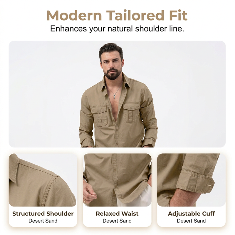 ⏳🔥50 % DE RÉDUCTION POUR UNE DURÉE LIMITÉE ! 👔 Chemise décontractée à manches longues pour homme avec poches – Confortable et élégante ✨