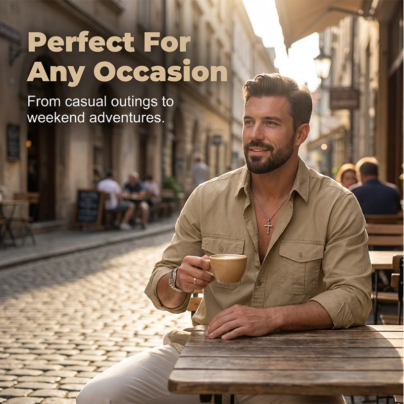 ⏳🔥50 % DE RÉDUCTION POUR UNE DURÉE LIMITÉE ! 👔 Chemise décontractée à manches longues pour homme avec poches – Confortable et élégante ✨