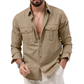 ⏳🔥50 % DE RÉDUCTION POUR UNE DURÉE LIMITÉE ! 👔 Chemise décontractée à manches longues pour homme avec poches – Confortable et élégante ✨