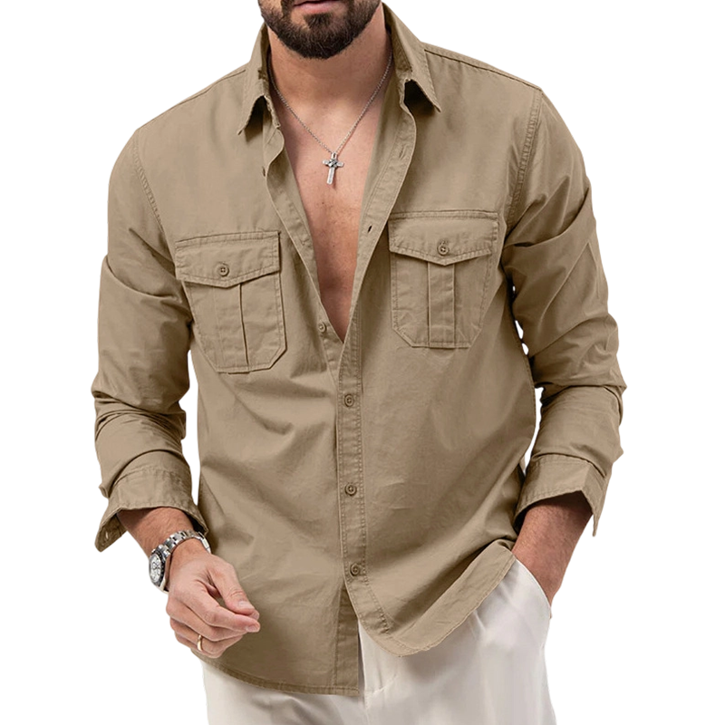 ⏳🔥50 % DE RÉDUCTION POUR UNE DURÉE LIMITÉE ! 👔 Chemise décontractée à manches longues pour homme avec poches – Confortable et élégante ✨