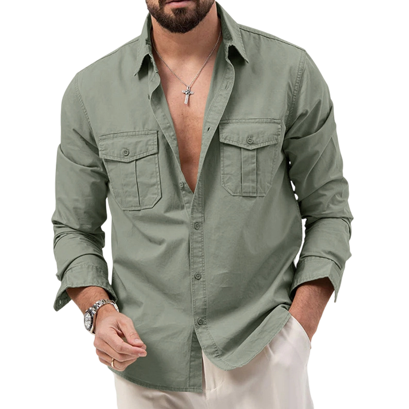 ⏳🔥50 % DE RÉDUCTION POUR UNE DURÉE LIMITÉE ! 👔 Chemise décontractée à manches longues pour homme avec poches – Confortable et élégante ✨
