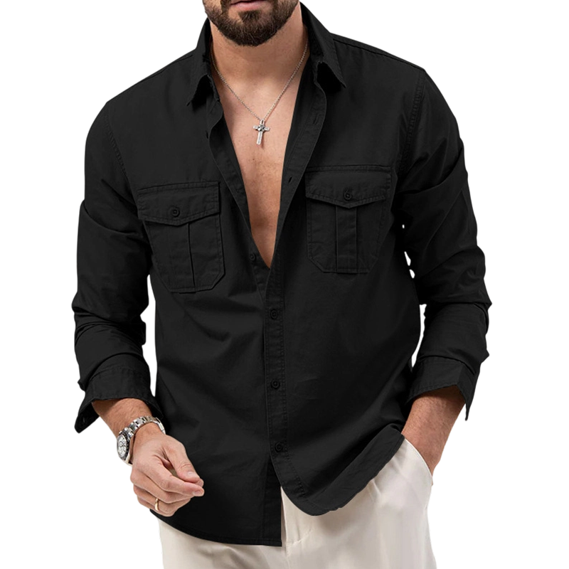 ⏳🔥50 % DE RÉDUCTION POUR UNE DURÉE LIMITÉE ! 👔 Chemise décontractée à manches longues pour homme avec poches – Confortable et élégante ✨