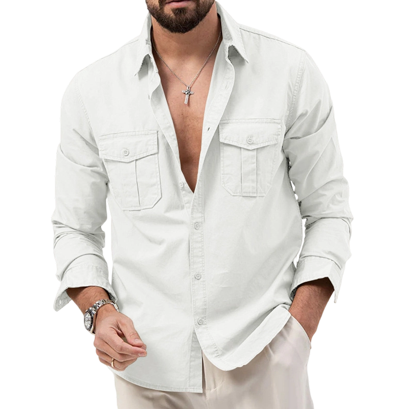 ⏳🔥50 % DE RÉDUCTION POUR UNE DURÉE LIMITÉE ! 👔 Chemise décontractée à manches longues pour homme avec poches – Confortable et élégante ✨