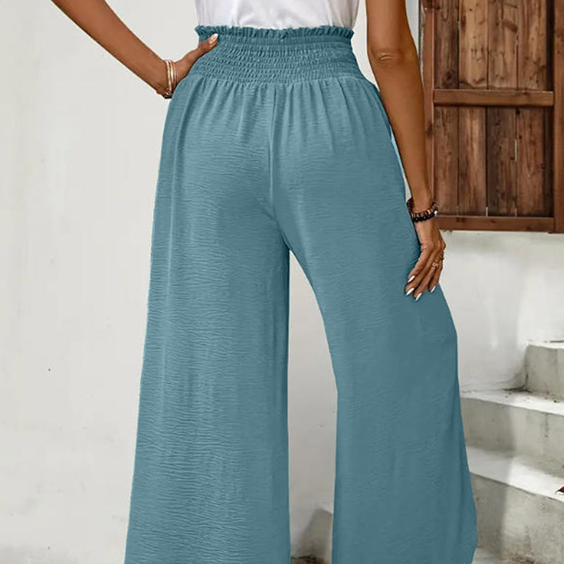 Pantalon décontracté à jambes larges et empiècements pour femme
