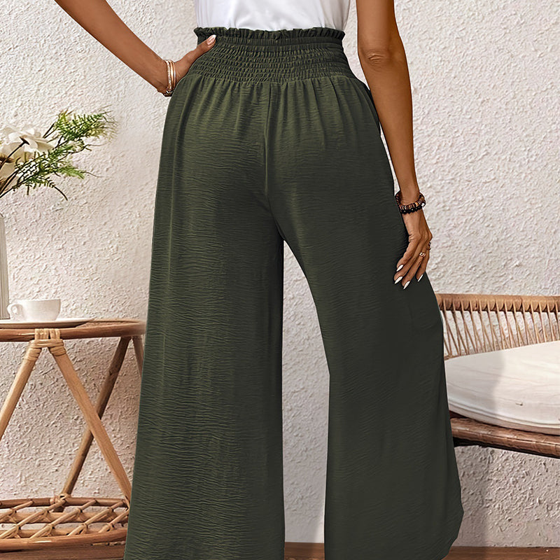 Pantalon décontracté à jambes larges et empiècements pour femme