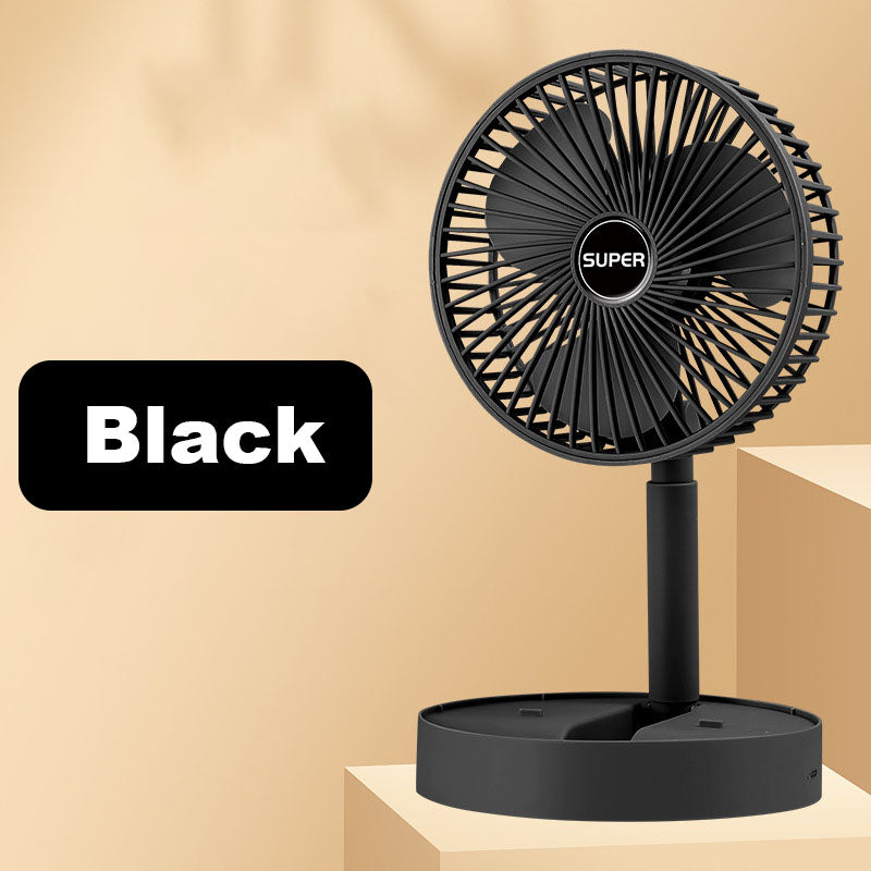 🌀🔋Ventilateur Télescopique Pliable Rechargeable USB – Silencieux, 180° Rotatif, 4 Vitesses, Portable ✨