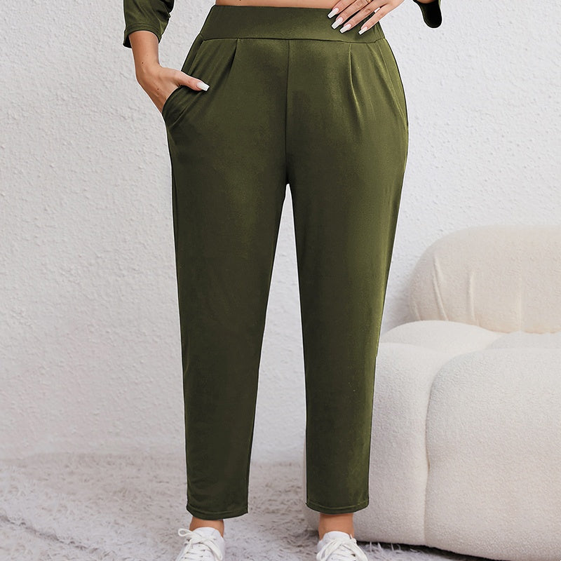 ⏰50 % DE RÉDUCTION !✨Pantalon fuselé à poches pour femmes, grandes tailles