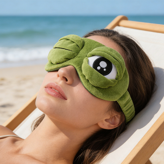 💙Soldes exceptionnelles : 50 % de réduction💙Masque de sommeil 3D « Grenouille rigolote » en tissu doux