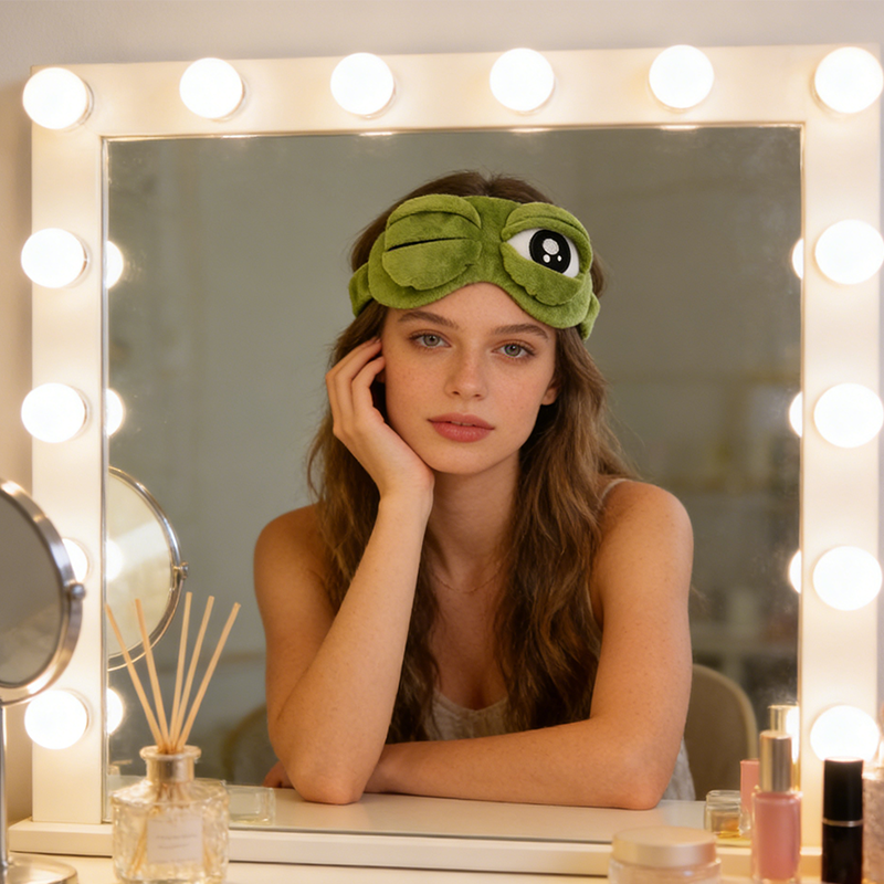 💙Soldes exceptionnelles : 50 % de réduction💙Masque de sommeil 3D « Grenouille rigolote » en tissu doux