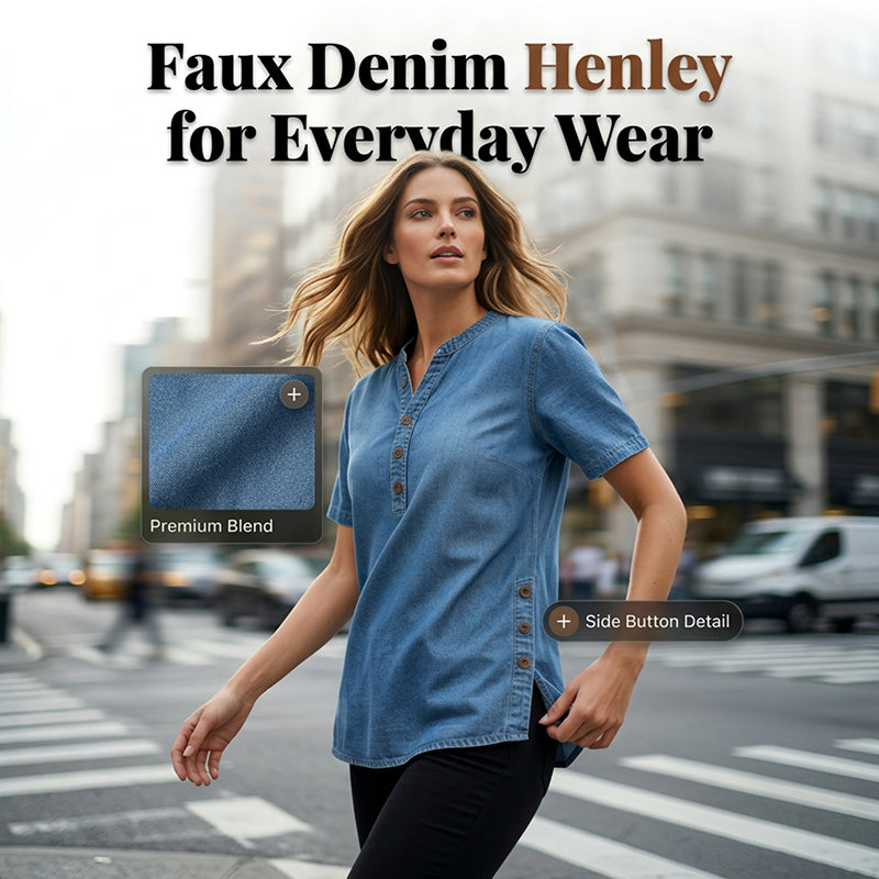 😍Nouveauté – 40 % de réduction💙Haut décontracté et respirant en look denim pour femmes