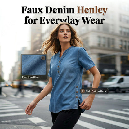 😍Nouveauté – 40 % de réduction💙Haut décontracté et respirant en look denim pour femmes