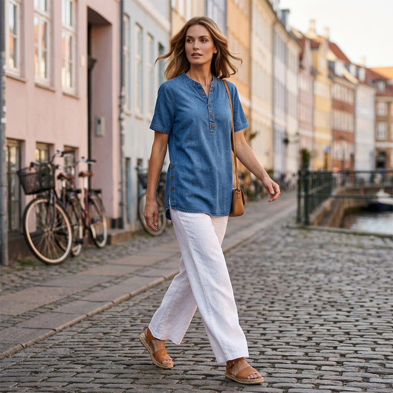 😍Nouveauté – 40 % de réduction💙Haut décontracté et respirant en look denim pour femmes