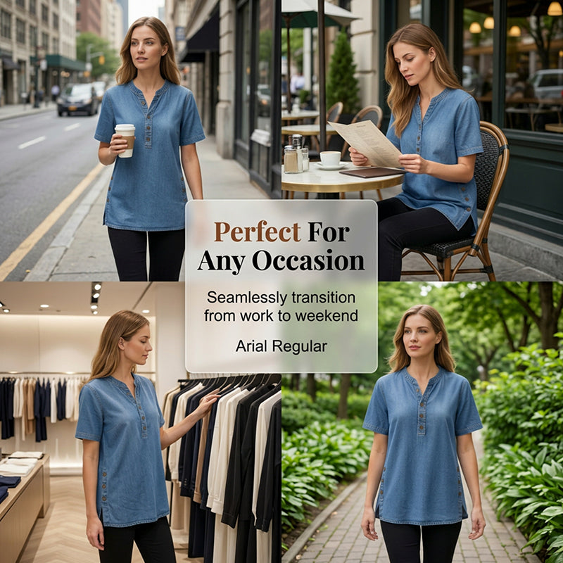 😍Nouveauté – 40 % de réduction💙Haut décontracté et respirant en look denim pour femmes