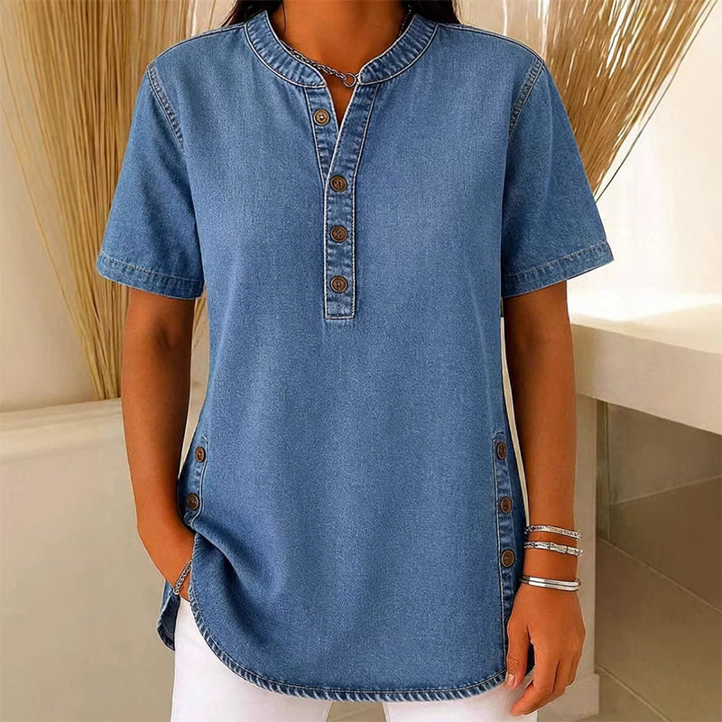 😍Nouveauté – 40 % de réduction💙Haut décontracté et respirant en look denim pour femmes