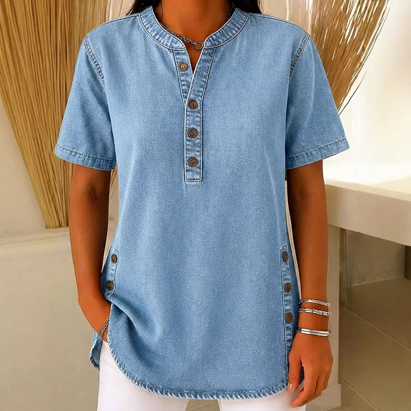 😍Nouveauté – 40 % de réduction💙Haut décontracté et respirant en look denim pour femmes