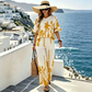 🌺 Tenue fleurie pour femme – Pantalon large + haut à manches volantées – Parfaite pour les vacances tropicales !