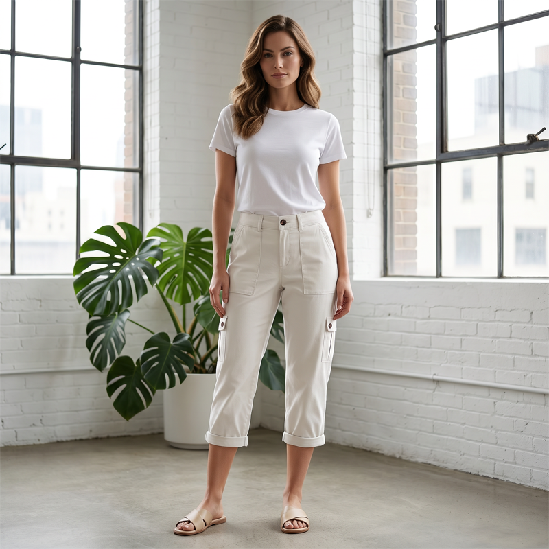 👖 OFFRE LIMITÉE - 50% DE RÉDUCTION ! ✨ Pantalon capri cargo décontracté pour femme – Poches utilitaires, coupe confort, polyvalent 🌟
