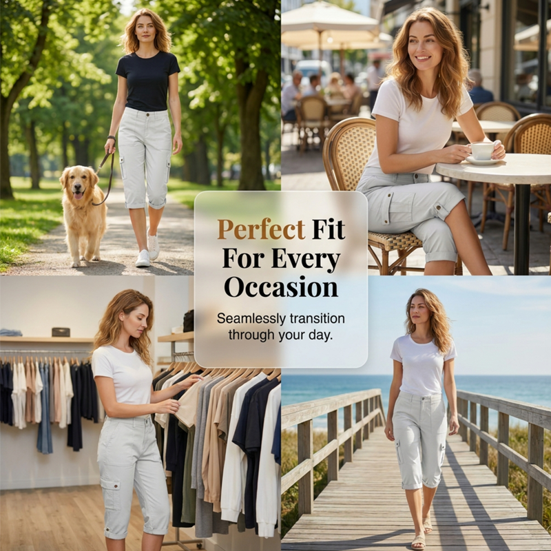 👖 OFFRE LIMITÉE - 50% DE RÉDUCTION ! ✨ Pantalon capri cargo décontracté pour femme – Poches utilitaires, coupe confort, polyvalent 🌟