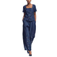 👗 -50% – Ensemble d'été français 2 pièces – Col carré asymétrique & pantalon large !