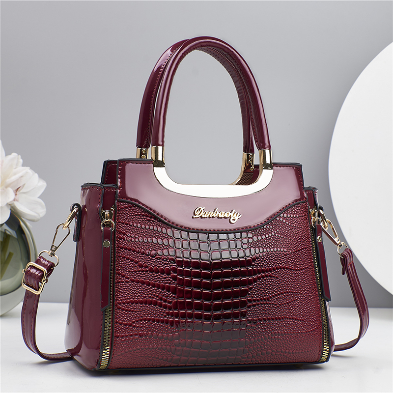 Sac à main vintage pour femme, brillant, effet croco