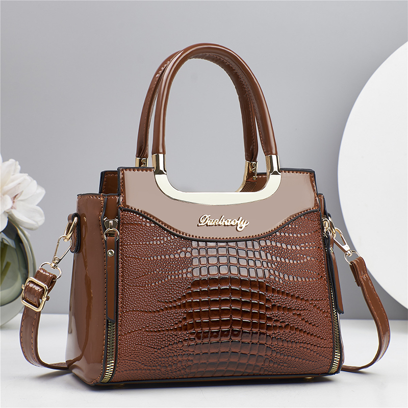 Sac à main vintage pour femme, brillant, effet croco