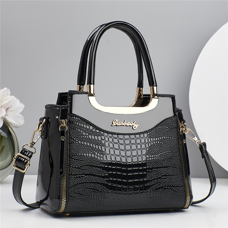 Sac à main vintage pour femme, brillant, effet croco