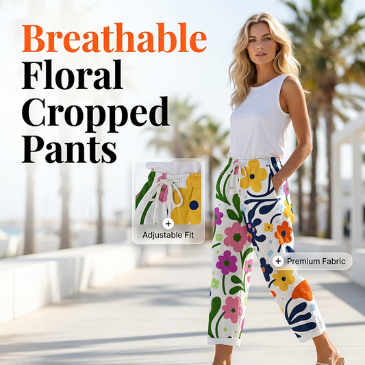 ⭐ Plus de 5.000 avis positifs ! Pantalon court décontracté à imprimé floral pour femme