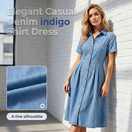 🔥 Jusqu'à -50% sur toute la collection ! Robe chemise en jean élégante et décontractée pour femme